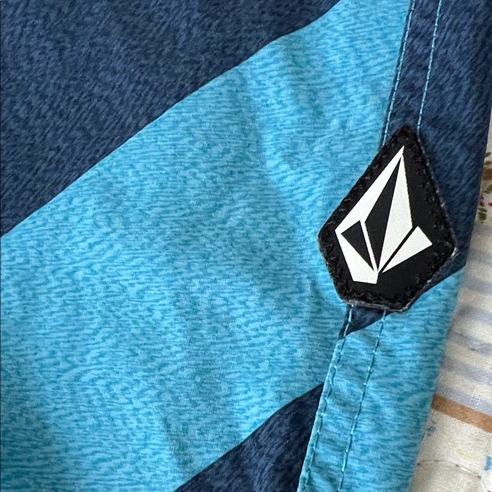 Volcom Kids Aqua and Navy Swim Trunks - Picture 3 of 4